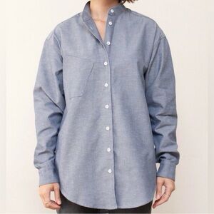 Power Of My People Wayward Fit Shirt Blue Cotton Linen Button Front